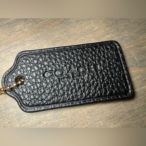 Coach Black Pebbled Leather Tag with Gold Chain